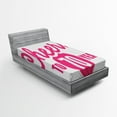 thumbnail image 1 of Ambesonne Hot Pink Fitted Sheet, Cheers to 70 Years, Twin Size, Hot Pink and Black, 1 of 2