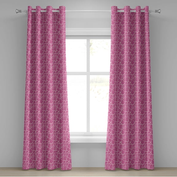 Ambesonne Hot Pink Grommet Curtain, Abstract Giraffe Skin, 50" x 84", White Pink