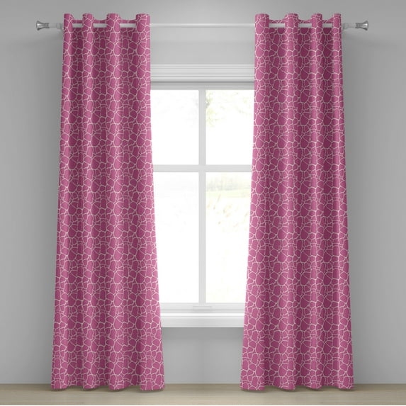 Ambesonne Hot Pink Grommet Curtain, Abstract Giraffe Skin, 50" x 84", White Pink