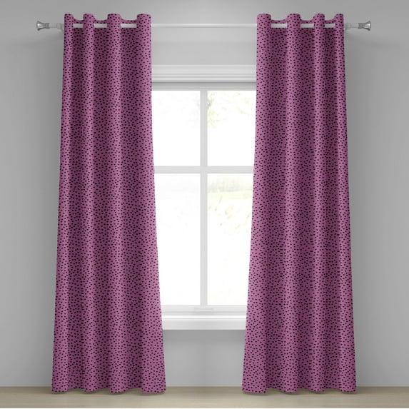 Ambesonne Hot Pink Grommet Curtain, Black Hearts Romantic, 50" x 72", Fuchsia Black