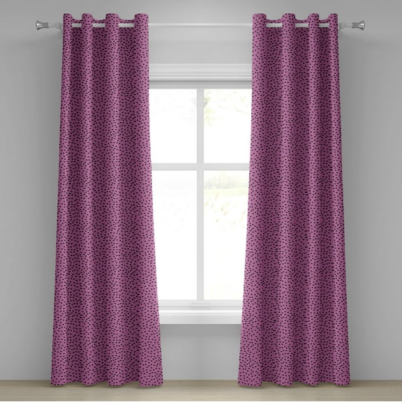Ambesonne Hot Pink Grommet Curtain, Black Hearts Romantic, 50" x 84", Fuchsia Black