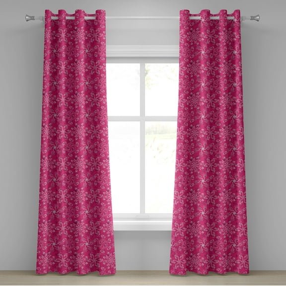 Ambesonne Hot Pink Grommet Curtain, Spring Flourish Bloom, 50" x 96", Hot Pink White Purple