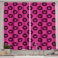 thumbnail image 1 of Ambesonne Hot Pink Kitchen Curtains, Hearts Big Black Spots, 55"x45", Magenta Black, 1 of 1