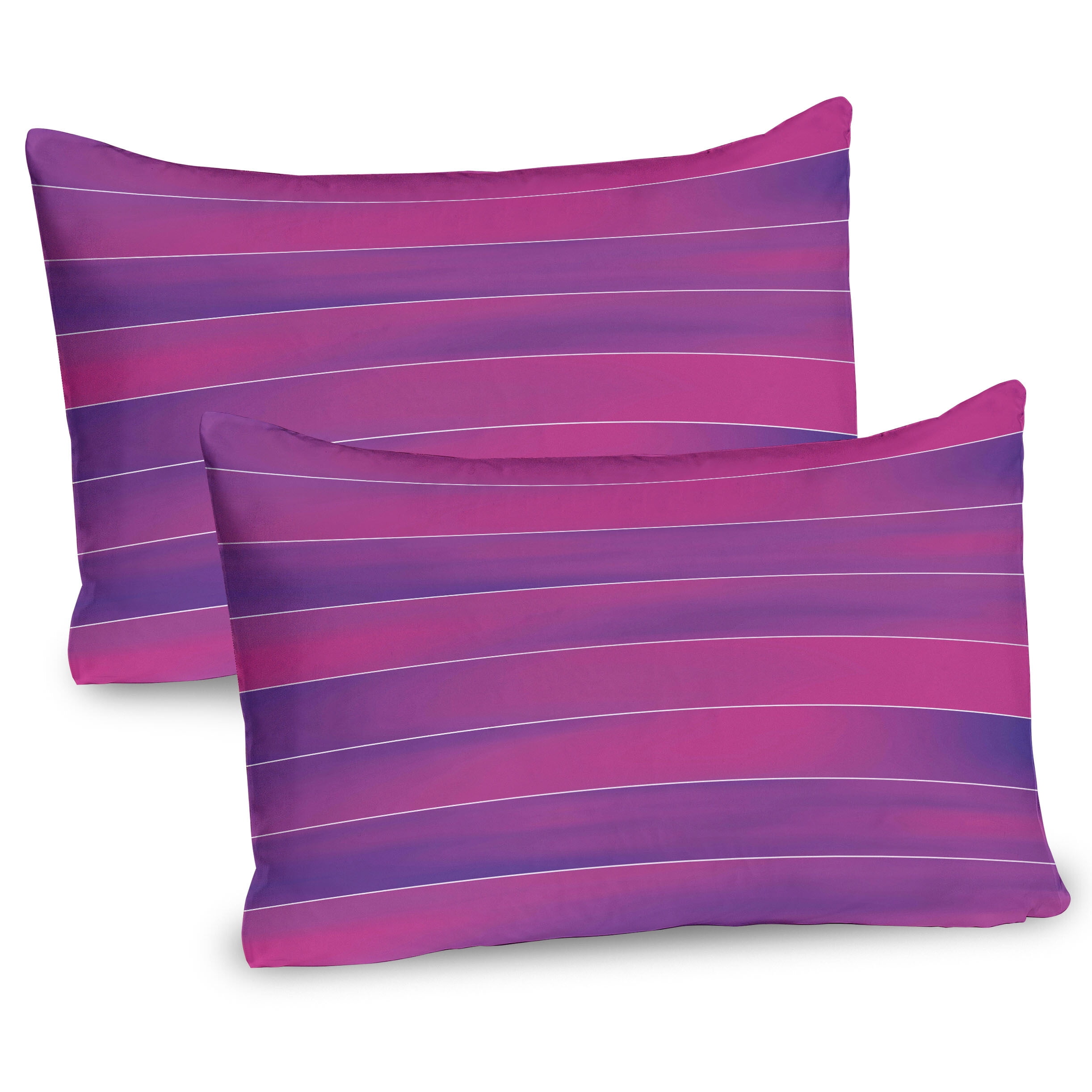 Hot Pink and Violet Striped Microfiber Pillow Shams, 2 Pack
