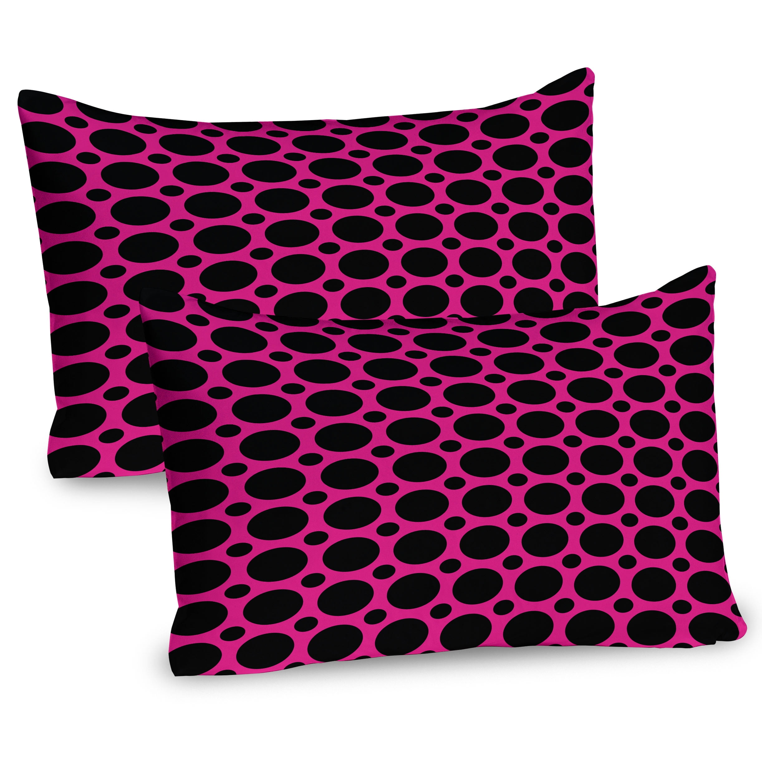 Hot Pink and Black Microfiber Pillow Sham Set
