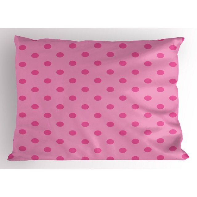Ambesonne Hot Pink Pillow Sham, Classical Simple Dots, 26" X 20", Pink
