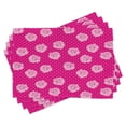 thumbnail image 1 of Ambesonne Hot Pink Place Mats Set of 4, Vintage Roses Love Dot, Standard Size, Hot Pink Pale Pink White, 1 of 6