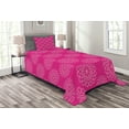 thumbnail image 1 of Ambesonne Hot Pink Quilted Bedspread Set 2 Pcs, Geometric Flower Motif, Twin Size, Pink Hot Pink, 1 of 3