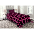 thumbnail image 1 of Ambesonne Hot Pink Quilted Bedspread Set 2 Pcs, Symmetric Spots Retro, Twin Size, Hot Pink Black, 1 of 3