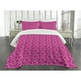 thumbnail image 1 of Ambesonne Hot Pink Quilted Bedspread Set 3 Pcs, Fantasy Waves Curves, King Size, Pink Pale Pink, 1 of 5