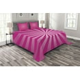 thumbnail image 1 of Ambesonne Hot Pink Quilted Bedspread Set 3 Pcs, Retro Fractal Stripes, Queen Size, Hot Pink and White, 1 of 3
