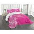 thumbnail image 1 of Ambesonne Hot Pink Quilted Bedspread Set 3 Pcs, Vibrant Floral Modern, Queen Size, Hot Pink White, 1 of 3