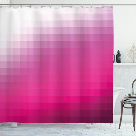 Ambesonne Hot Pink Shower Curtain, Modern Mosaic, 69"Wx70"L, Dark Purple Hot Pink
