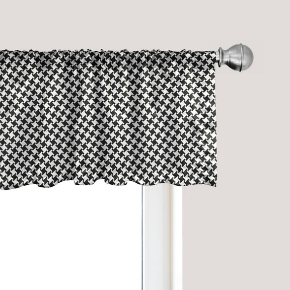 Ambesonne Houndstooth Window Valance, Classic Simple Ornament, 42" x 18", Charcoal Grey and White
