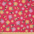 thumbnail image 1 of Ambesonne Hula Girl Fabric by the Yard Microfiber, Hawaiian Themed Summer, 1 Yard, Dark Pink and Multicolor, 1 of 1