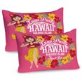 thumbnail image 1 of Ambesonne Hula Girl Pillow Sham 2 Pack, Luau Party Aloha Paradise, 30"x20", Hot Pink Mustard, 1 of 3