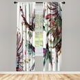 thumbnail image 1 of Ambesonne Hummingbird Curtains, Art Lily Flowers Birds, Pair of 28"x63", Pale Teal, 1 of 2