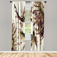 thumbnail image 1 of Ambesonne Hummingbird Curtains, Art Lily Flowers Birds, Pair of 28"x84", Pale Camel, 1 of 2