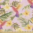 thumbnail image 1 of Ambesonne Hummingbird Fabric by the Yard Upholstery, Tropical Leaves Birds, 5 Yards, Pale Pink Multicolor, 1 of 5