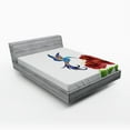 thumbnail image 1 of Ambesonne Hummingbird Fitted Sheet, Flower Gardenrt, Queen Size, Burgundy Green, 1 of 3