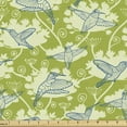 thumbnail image 1 of Ambesonne Hummingbirds Fabric by the Yard Upholstery, Garden Hummingbird, 2 Yards, Lime Green Blue Cream, 1 of 4