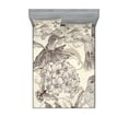 thumbnail image 1 of Ambesonne Hummingbirds Fitted Sheet & Pillow Sham Set, Old Birds and Flowers, Queen, Cream Beige Brown, 1 of 2