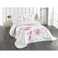 thumbnail image 1 of Ambesonne Hummingbirds Quilted Bedspread Set 3 Pcs, Flowers Wild Nature, King Size, Pale Green and Pale Pink, 1 of 5