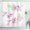 thumbnail image 1 of Ambesonne Hummingbirds Shower Curtain, Flowers Wild Nature, 69"Wx75"L, Pale Green and Pale Pink, 1 of 5