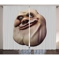 thumbnail image 1 of Ambesonne Humor Curtains 2 Panel Set, Awkward Meme Ugly Face, 108" x 90", Pearl and Tan, 1 of 3