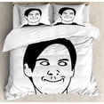 thumbnail image 1 of Ambesonne Humor Duvet Cover Set, Oh Crap Troll Face Guy, 2-Calking, Black and White, 1 of 7