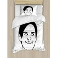 thumbnail image 1 of Ambesonne Humor Duvet Cover Sets, Oh Crap Troll Face Guy, 2-Twin, Black and White, 1 of 4