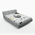 thumbnail image 1 of Ambesonne Humor Fitted Sheet, Cats with Fish, Full Size, Yellow Grey, 1 of 2