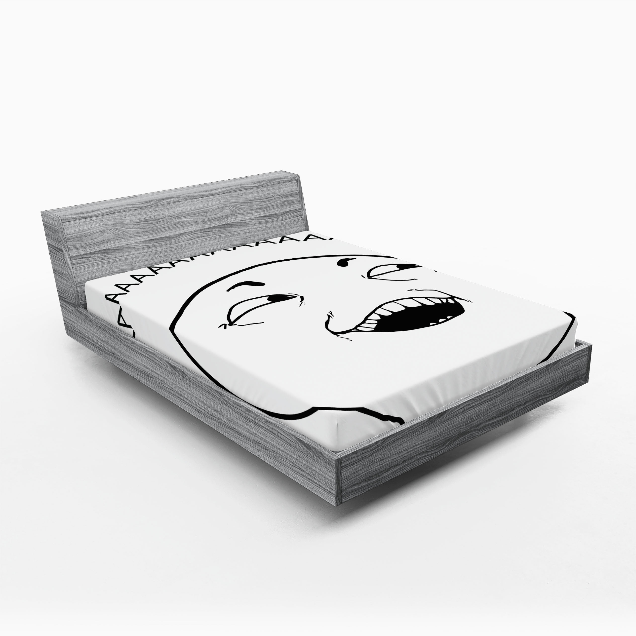 Queen Size Black and White Microfiber Meme Print Fitted Sheet
