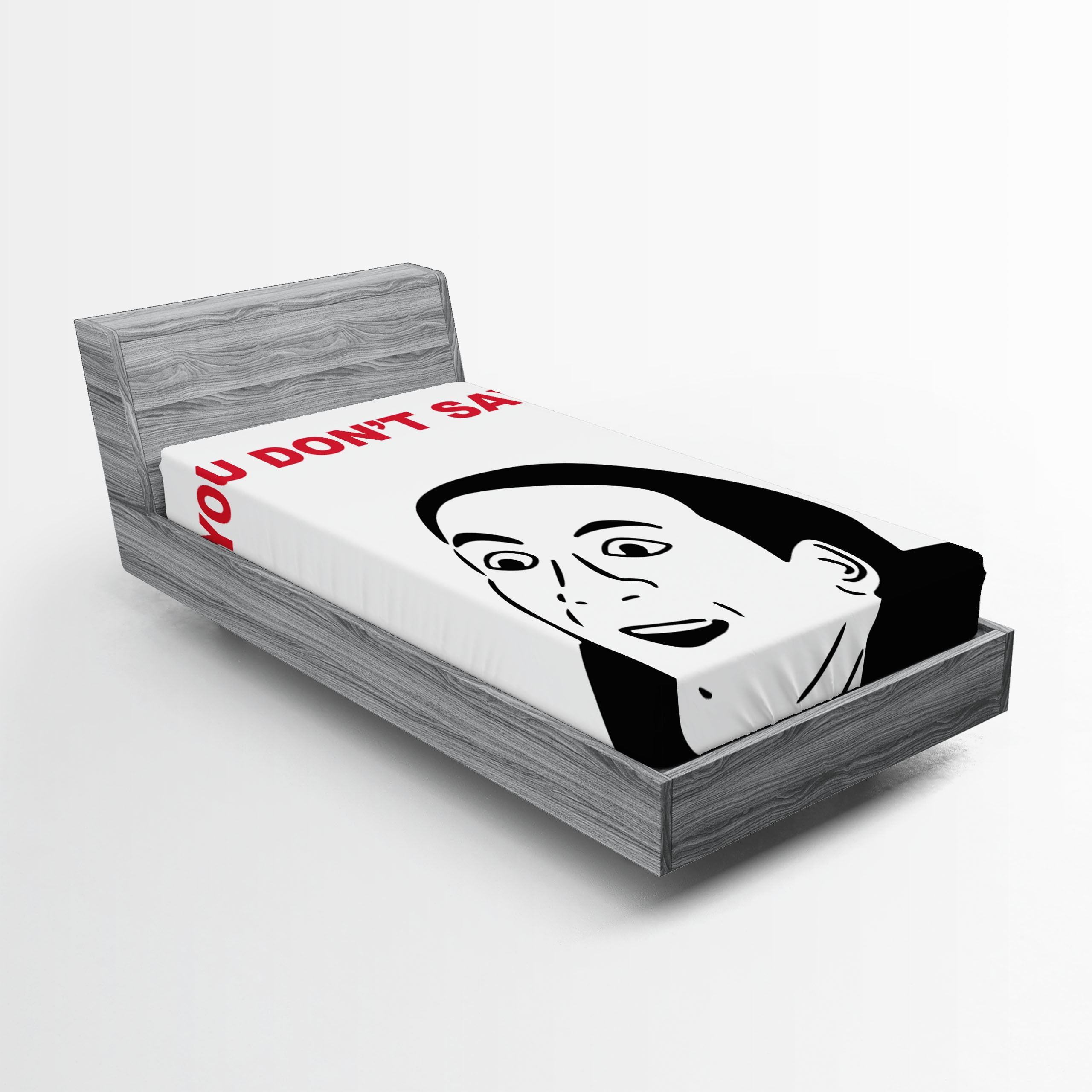 Ambesonne Humor Fitted Sheet, Meme Smile Modern Face, Twin Size, Black