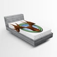 thumbnail image 1 of Ambesonne Humor Fitted Sheet, Northern Fauna Deer, Twin XL Size, Green Brown, 1 of 2