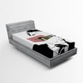 thumbnail image 1 of Ambesonne Humor Fitted Sheet, Reaction Human Comics, Twin XL Size, Black and White, 1 of 2