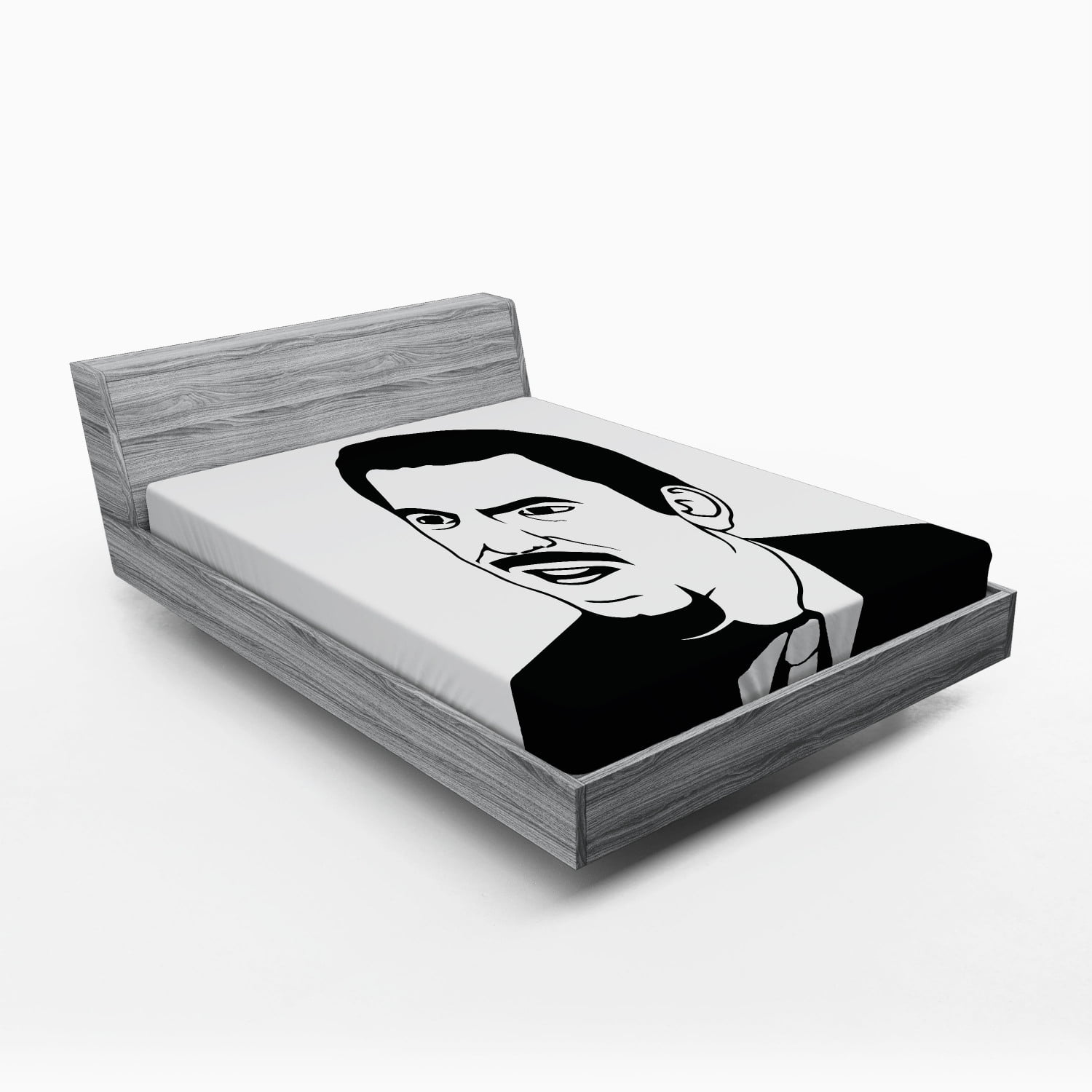 Full Size Black and White Microfiber Humor Print Fitted Sheet