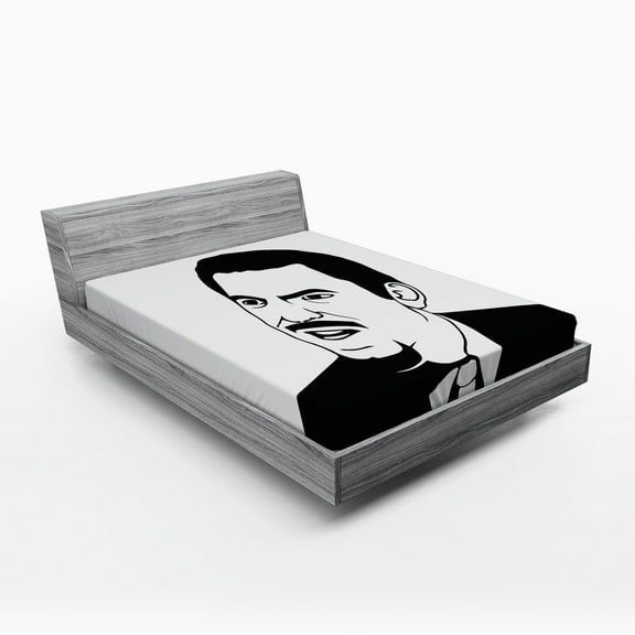 Ambesonne Humor Fitted Sheet, Retro Comics Meme Troll, Queen Size, White and Black