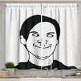 thumbnail image 1 of Ambesonne Humor Kitchen Curtains, Oh Crap Troll Face Guy, 55"x39", Black and White, 1 of 3