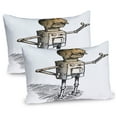 thumbnail image 1 of Ambesonne Humor Pillow Sham 2 Pack, Sketchy Futuristic Robot, 26"x20", Pale Orange Black Grey, 1 of 3