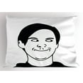 thumbnail image 1 of Ambesonne Humor Pillow Sham, Oh Crap Troll Face Guy, 26" X 20", Black and White, 1 of 2