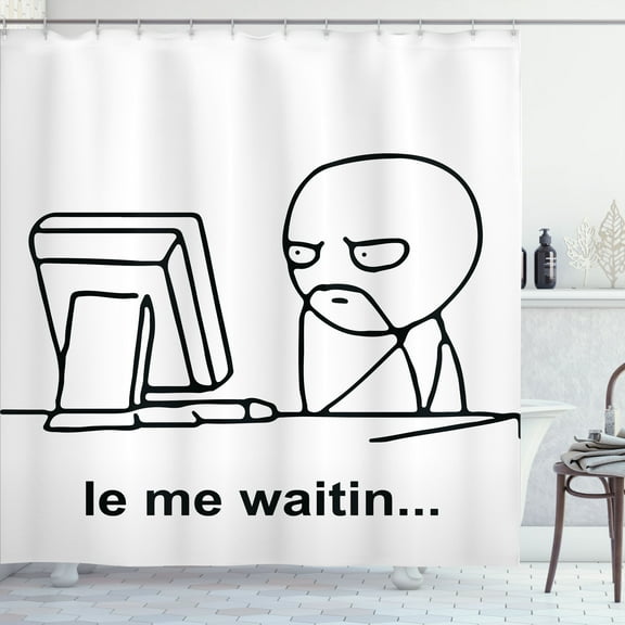Ambesonne Humor Shower Curtain, Fun Comics Meme Face, 69"Wx70"L, Black and White