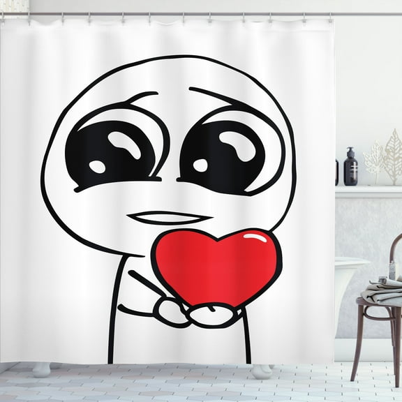 Ambesonne Humor Shower Curtain, Lover Romance Meme, 69"Wx70"L, Red and White