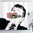 thumbnail image 1 of Ambesonne Humor Shower Curtain, Reaction Human Comics, 69"Wx84"L, Black and White, 1 of 5