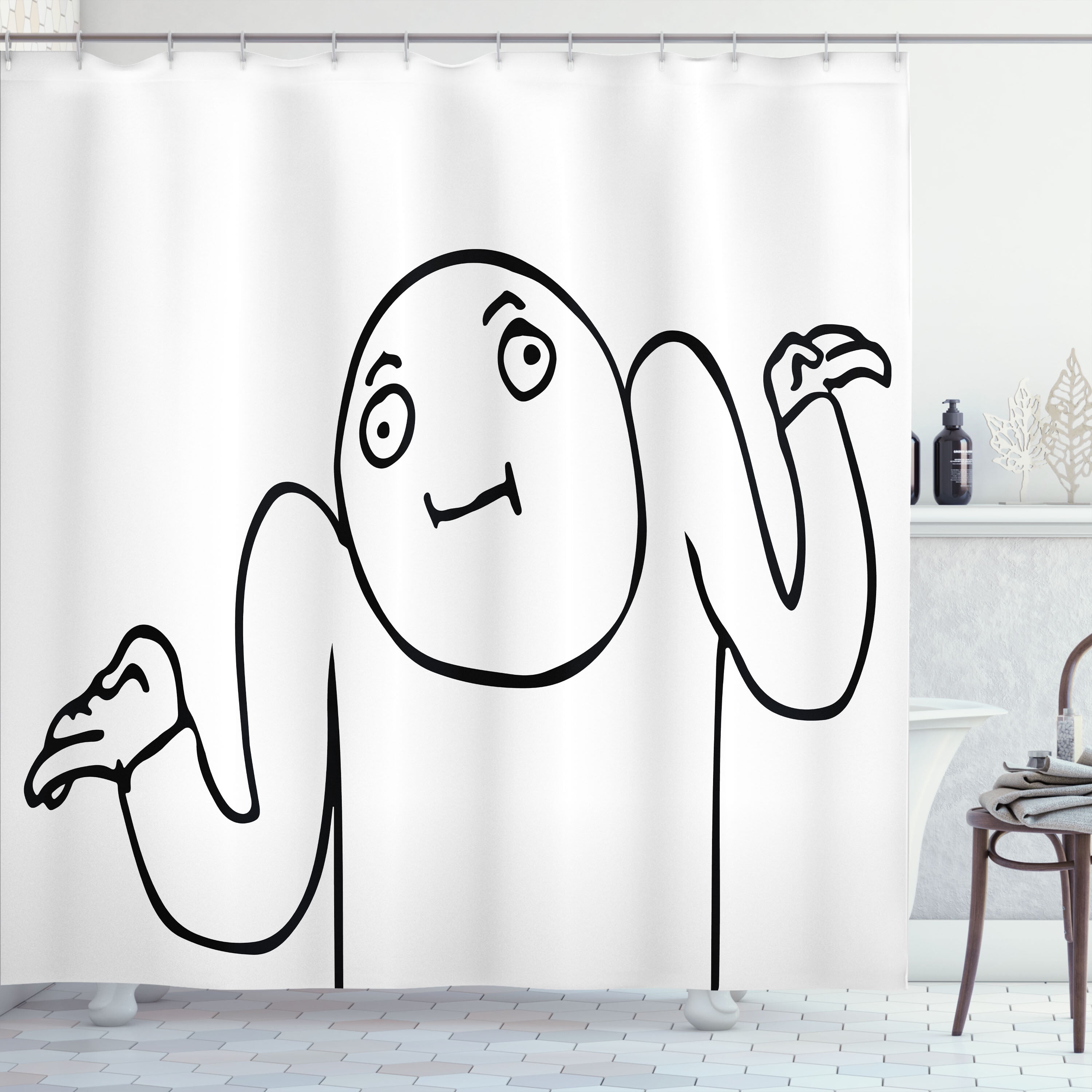 Ambesonne Humor Shower Curtain, Whaever Guy Meme Sketchy, 69"Wx70"L