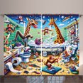 thumbnail image 1 of Ambesonne Humorous Curtains 2 Panel Set, Funny Chaos Bath Animals, 108" x 63", Sea Green Blue and Mustard, 1 of 3