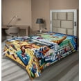 thumbnail image 1 of Ambesonne Humorous Flat Sheet, Funny Chaos Bath Animals, Twin Size, Sea Green Blue and Mustard, 1 of 1