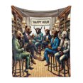 thumbnail image 1 of Ambesonne Humorous Fleece Throw Blanket Happy Hour Bulls and Bears 60"x80" Sand Brown Multicolor, 1 of 5
