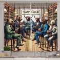 thumbnail image 1 of Ambesonne Humorous Kitchen Curtains, Happy Hour Bulls and Bears, 55"x45", Sand Brown Multicolor, 1 of 3