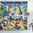 thumbnail image 1 of Ambesonne Humorous Shower Curtain, Funny Chaos Bath Animals, 69"Wx84"L, Sea Green Blue and Mustard, 1 of 1